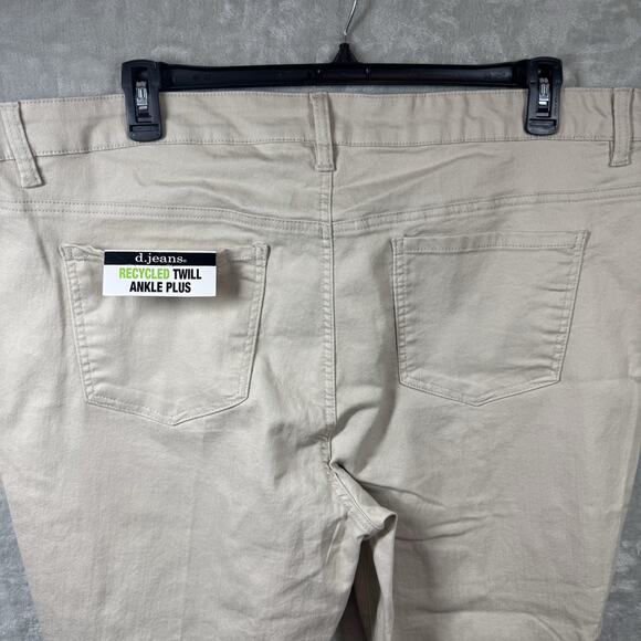 d.jeans NEW Womens Denim Jeans 22W Beige Ankle Plus Stretch Zipper Pockets - Picture 4 of 12